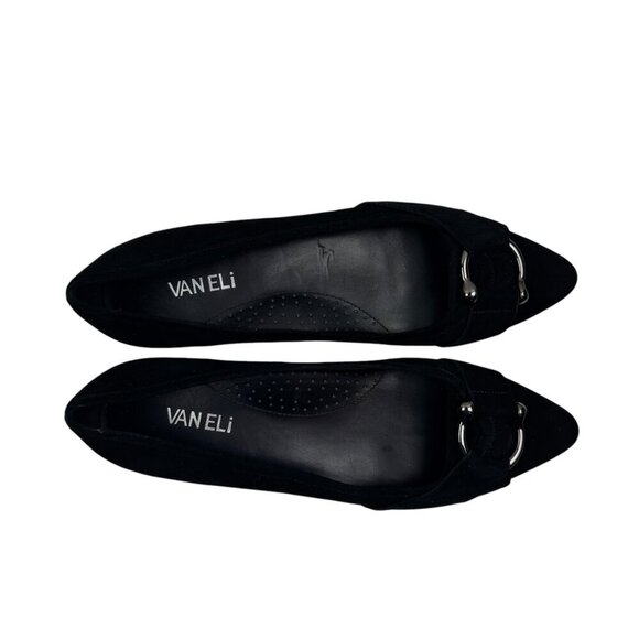 Vaneli Black Suede Slip On Flats/Loafers W/Metal Ring Detail Women's Size 8.5 N - Picture 8 of 9